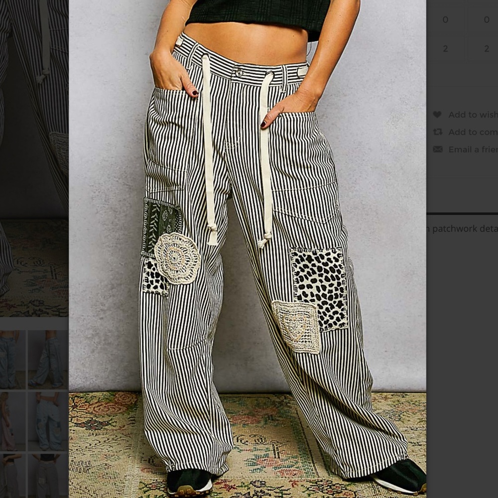POL NWOT Black & White Striped Straight-Leg Patchwork Pants